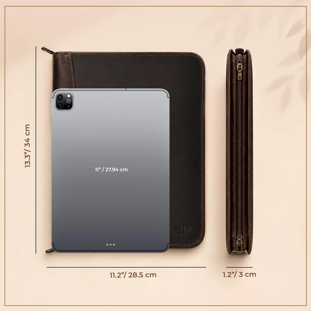 Alt view image 6 of 7 - Leather Portfolio Binder, Professional Organizer Padfolio Resume Folder, Business Card & Document Holder, Portfolios for Men & Women, Office & Business Supplies (Large - Brown)