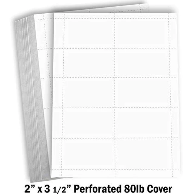 Alt view image 2 of 6 - Blank Business Cards Card Stock Paper White Mini Note Index Perforated Cardstock for Printer Heavy Weight 80 lb 3 1/2 x 2" 100 Sheets 1000 Cards (Pack of 2)