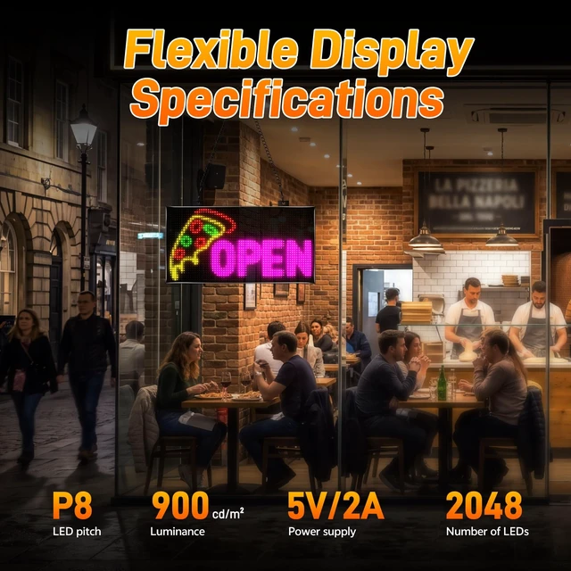 Alt view image 2 of 6 - Dual Row LED Open Sign, 20"x12",APP Built-in Multiple Open Effects,Bluetooth Control,Programmable Electric Scrolling Display with Remote for Business Store Bar Hotel