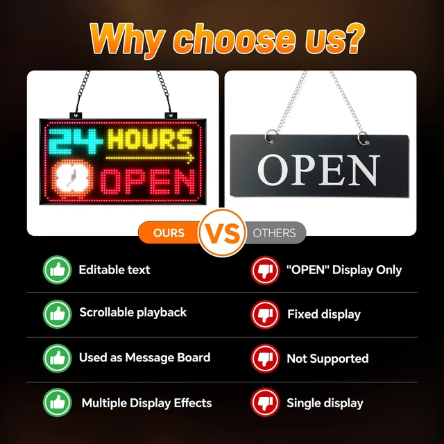 Alt view image 4 of 6 - Dual Row LED Open Sign, 20"x12",APP Built-in Multiple Open Effects,Bluetooth Control,Programmable Electric Scrolling Display with Remote for Business Store Bar Hotel