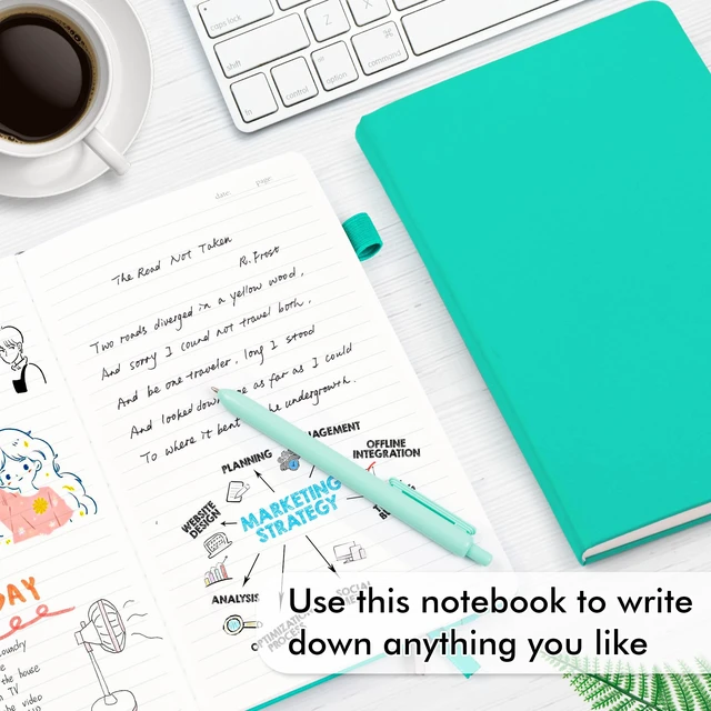 Alt view image 4 of 6 - 24 Pack Journal Notebook Bulk for Work, Business Notebook Hardcover Lined Writing Journal with Pen Holder for Men Women Note Taking, with 24 Black Pens, 120 GSM, 5.1x8.3, A5, Aqua