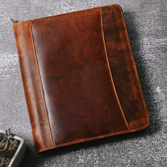 Main image of Leather Business Portfolio Padfolio Resume Folder Men & Women | Professional Document Organizer, Leather Binder with Writing Pad, File Folder for Meetings, Stylish for Office, Gift & Travel