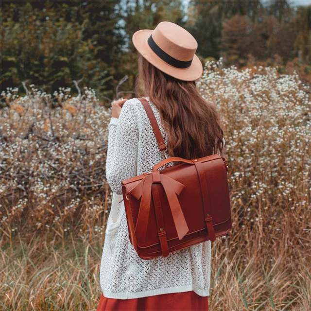 Alt view image 2 of 6 - Briefcase for Women Messenger Backpack PU Leather 14 inch Laptop Bag Satchel Computer Bag for College Business Travel