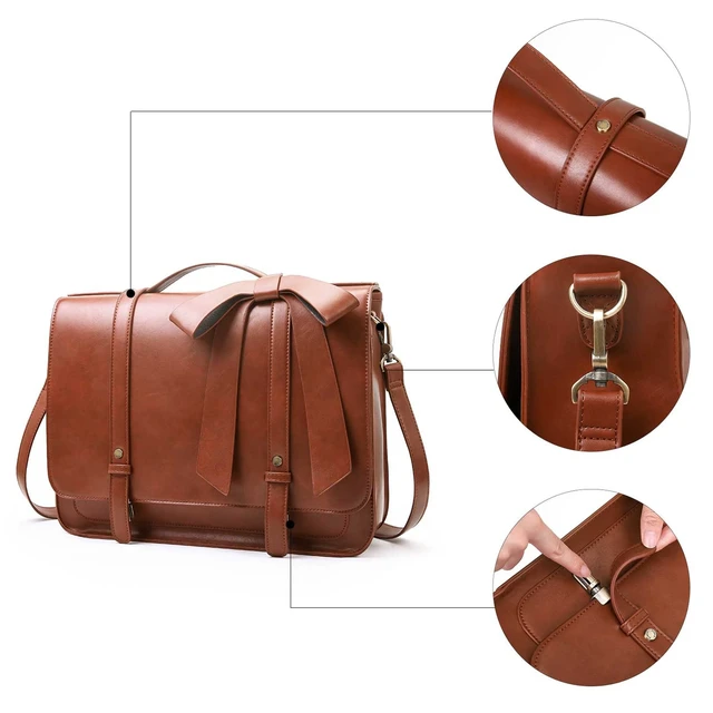 Alt view image 3 of 6 - Briefcase for Women Messenger Backpack PU Leather 14 inch Laptop Bag Satchel Computer Bag for College Business Travel