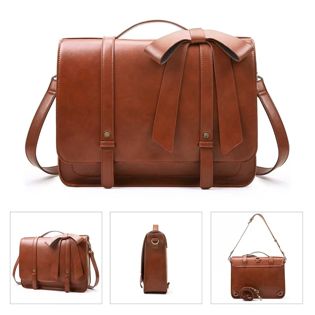 Alt view image 4 of 6 - Briefcase for Women Messenger Backpack PU Leather 14 inch Laptop Bag Satchel Computer Bag for College Business Travel