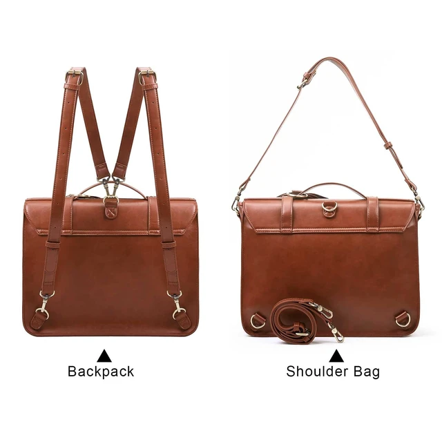 Alt view image 5 of 6 - Briefcase for Women Messenger Backpack PU Leather 14 inch Laptop Bag Satchel Computer Bag for College Business Travel