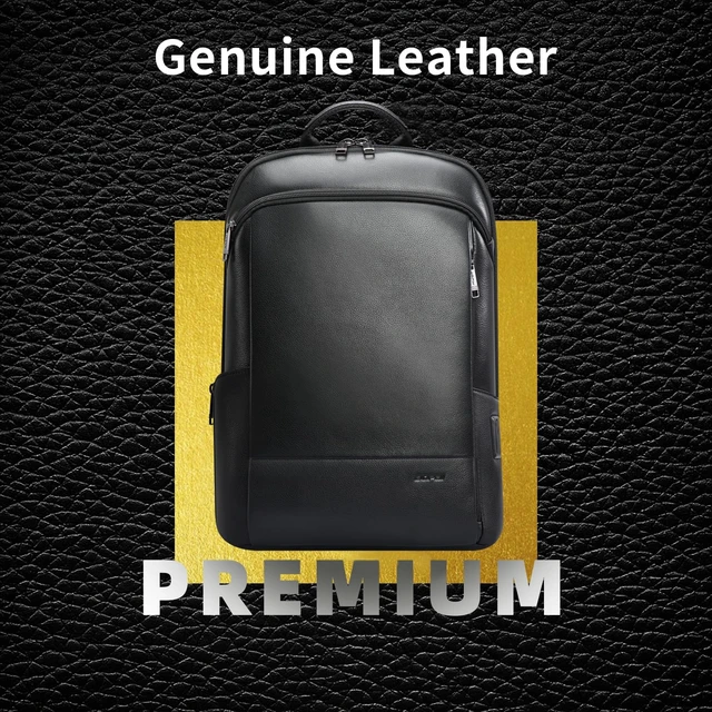 Alt view image 5 of 7 - Unisex Slim Genuine Leather Laptop Backpack Men for 15-15.6 inch Business Smart Professional Lightweight Backpack with USB Charging Office Commuter Computer Rucksack Executive Anti Theft Black