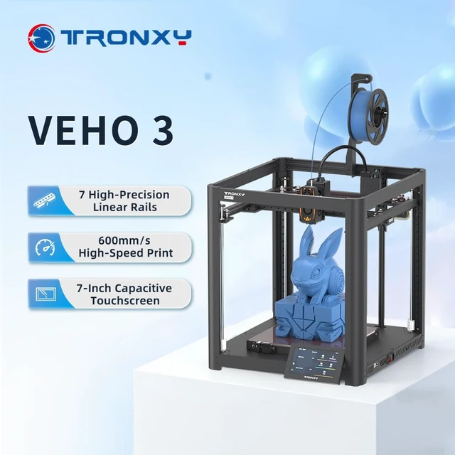 Alt view image 2 of 7 - TRONXY VEHO 3 3D Printer, 600mm/s High-Speed CoreXY, 330×330×400mm Large Build Volume, Fully Assembled, Upgraded Klipper System, Auto Belt Tension, Ready-to-Use for Beginners & Pros