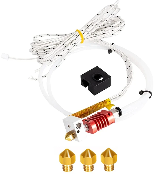 Main image of TRONXY MK10 Extruder Hot End Kit | 3D Printer Nozzles 0.4mm with Aluminum Heating Block, NTC 3950 100K Ohm Thermistor, 1M PTFE Teflon Tube Fit for 3D Printers