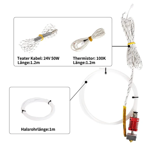 Alt view image 3 of 7 - TRONXY MK10 Extruder Hot End Kit | 3D Printer Nozzles 0.4mm with Aluminum Heating Block, NTC 3950 100K Ohm Thermistor, 1M PTFE Teflon Tube Fit for 3D Printers