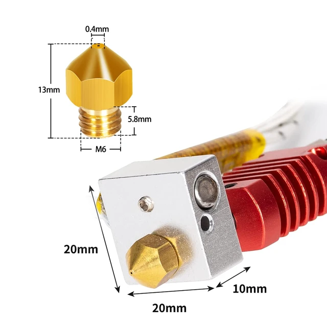 Alt view image 2 of 7 - TRONXY MK10 Extruder Hot End Kit | 3D Printer Nozzles 0.4mm with Aluminum Heating Block, NTC 3950 100K Ohm Thermistor, 1M PTFE Teflon Tube Fit for 3D Printers