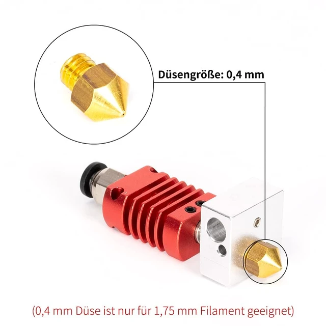 Alt view image 5 of 7 - TRONXY MK10 Extruder Hot End Kit | 3D Printer Nozzles 0.4mm with Aluminum Heating Block, NTC 3950 100K Ohm Thermistor, 1M PTFE Teflon Tube Fit for 3D Printers