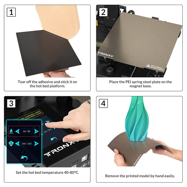 Alt view image 5 of 7 - TRONXY PEI Sheet 180x180 mm for CRUX1 KP3 KP3S | Flexible Magnetic PEI Build Surfaces for 3D Printer Heated Bed,Easy to Remove Model