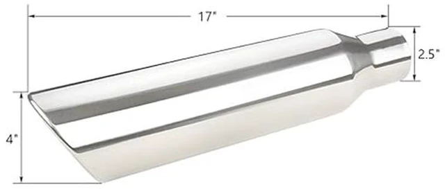 Alt view image 2 of 6 - 2 Pcs 2.5" Inlet Exhaust Tips,2.5" Inlet x 4" Outlet x 17" Overall Length, Weld On, Polished, Universal Stainless Steel Diesel Exhaust Tailpipe