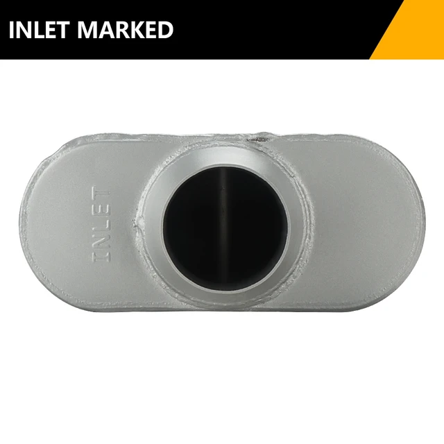 Alt view image 5 of 6 - Single Chamber Muffler 2.5" Center Inlet 2.5" Center Outlet, 13" Overall Length Aluminized Steel Aggressive Sound Race Muffler (2 Pcs)