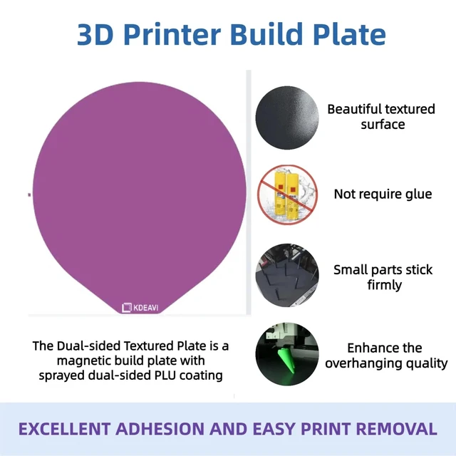 Alt view image 6 of 7 - KDEAVI Diameter 310mm for Flsun V400 Low-Temp Cold Plate - Double-Sided Textured High Adhesion for PLA/PETG Anti-Warping Easy to Clean