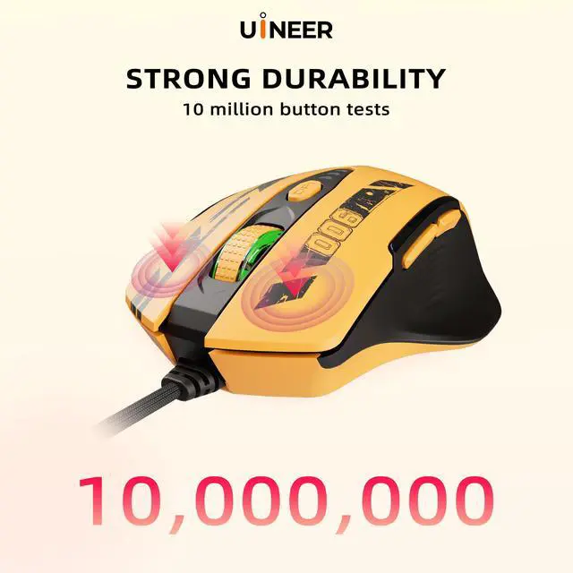 Alt view image 6 of 7 - Wired Gaming Mouse, USB-A Mouse with 6 Programmable Buttons | Adjustable DPI up to 7200 ,RGB Lighting, ,Ergonomic Grip, Plug and Play for PC Gaming, Office, Laptop