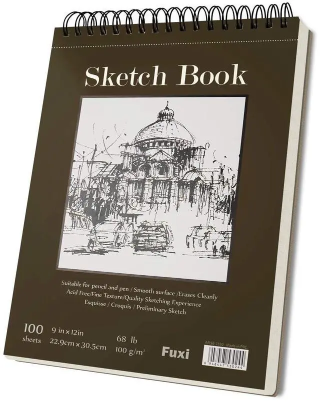 Main image of 9" x 12" Sketch Book_Top Spiral Bound Sketchbook_100Sheets 68lb/100gsm | Art Sketch Pads for Drawing, Acid-Free Drawing Paper Pad for Kids, Students, Artists & Beginners, Art Supplies for Adults