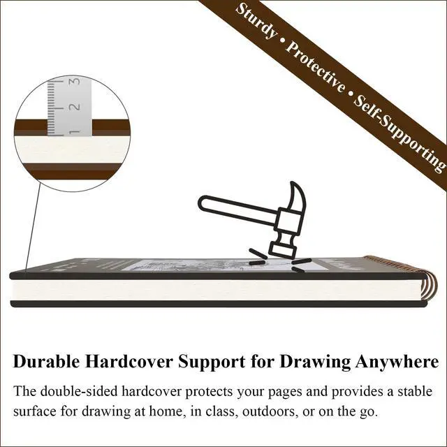 Alt view image 5 of 7 - 9" x 12" Sketch Book_Top Spiral Bound Sketchbook_100Sheets 68lb/100gsm | Art Sketch Pads for Drawing, Acid-Free Drawing Paper Pad for Kids, Students, Artists & Beginners, Art Supplies for Adults