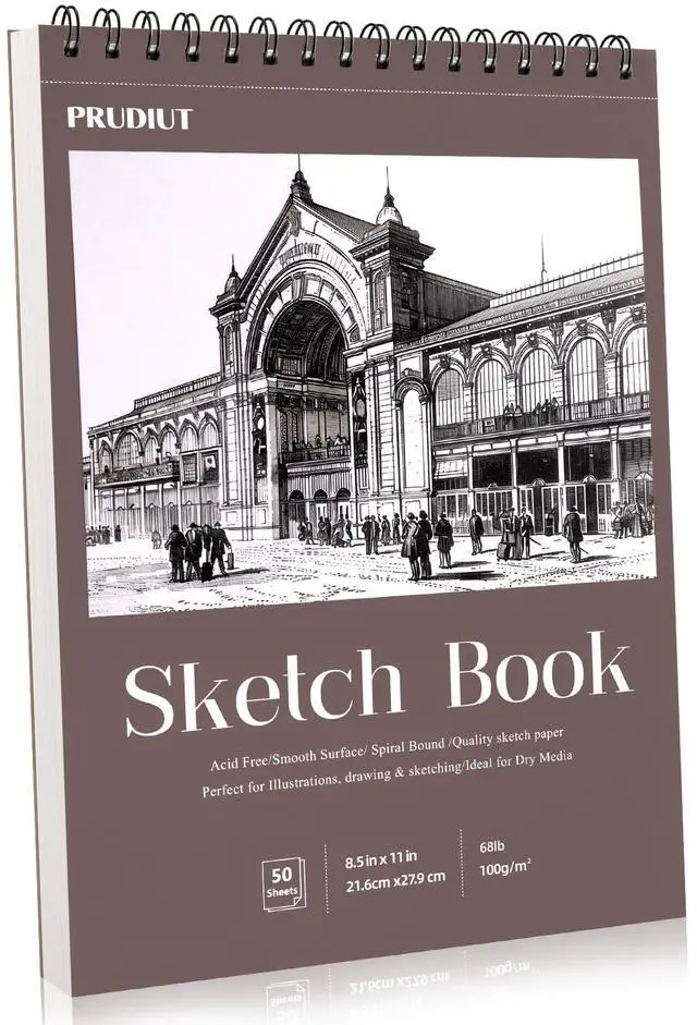 Main image of 8.5 × 11 Sketch Book, Spiral Bound, 50 Sheets, Acid-Free Drawing Pad | 68lb/100gsm Paper, Perforated Pages, 360° Spiral Binding, Hard Backing, for Pencil, Charcoal, Pastel & Back To School Gifts