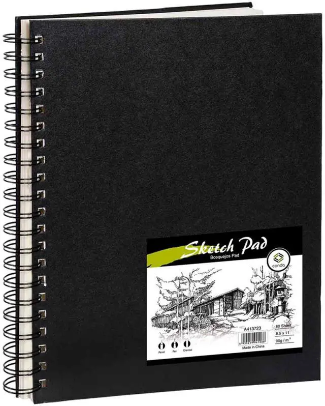 Main image of 8.5"x11" Hardbound Sketch Book, 80-Sheets 90gsm Double-Sided Hardcover Sketchbook, Spiral Sketch Pad, Durable Acid Free Drawing Art Paper for Adults