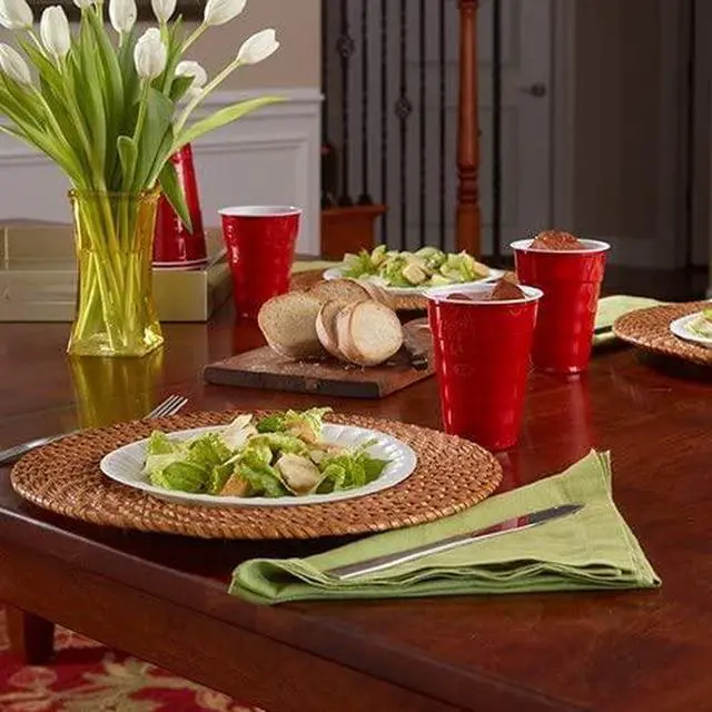 Alt view image 2 of 7 - Easy Grip Disposable Plastic Cold Cups, Red, 18 Ounce, 50 Count (Pack of 1) | 18 Oz Red Cups for Parties, Tailgates, Birthdays, Holidays, and More, Contoured Shape for Easy Gripping,