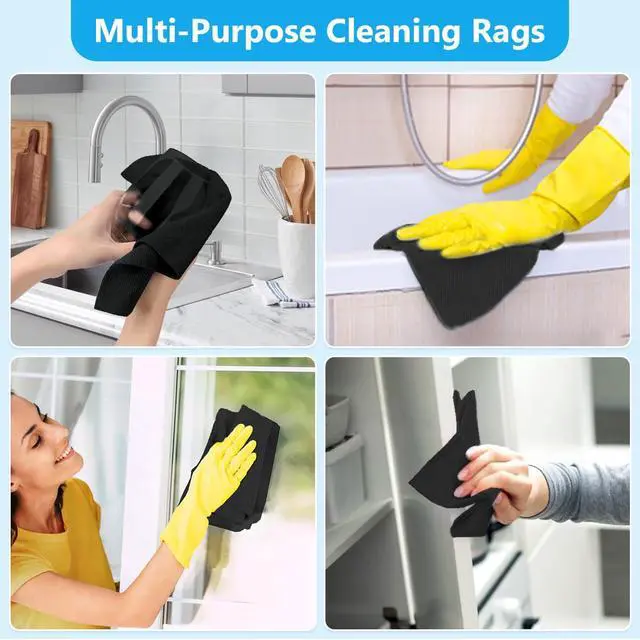 Alt view image 7 of 7 - Microfiber Cleaning Cloth 100 Pack, Reusable Paper Towels 11 x 9 | Lint Free & Ultra Absorbent Cleaning Rags for Car, Home, Kitchen, Glass & Screen, Washable Shop Towel Rag with Box Black