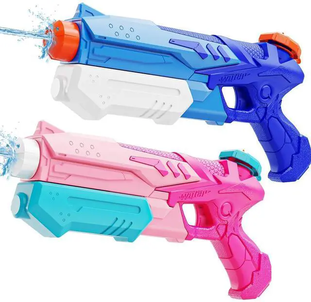 Main image of 300cc Water Gun for Kids Squirt Gun Water Squirter Pool Toys 2 Pack | Water Blaster, Pink& Blue Powerful Long Range Watergun, Pool Beach Outdoor Summer Fight Toys, for Adults Boys Girls
