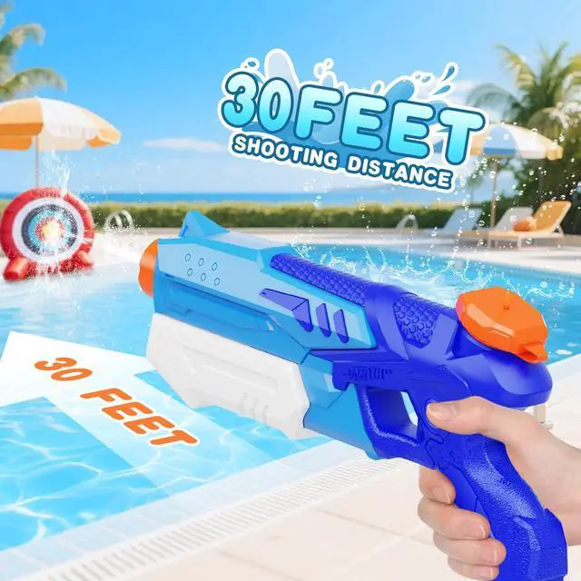 Alt view image 5 of 7 - 300cc Water Gun for Kids Squirt Gun Water Squirter Pool Toys 2 Pack | Water Blaster, Pink& Blue Powerful Long Range Watergun, Pool Beach Outdoor Summer Fight Toys, for Adults Boys Girls