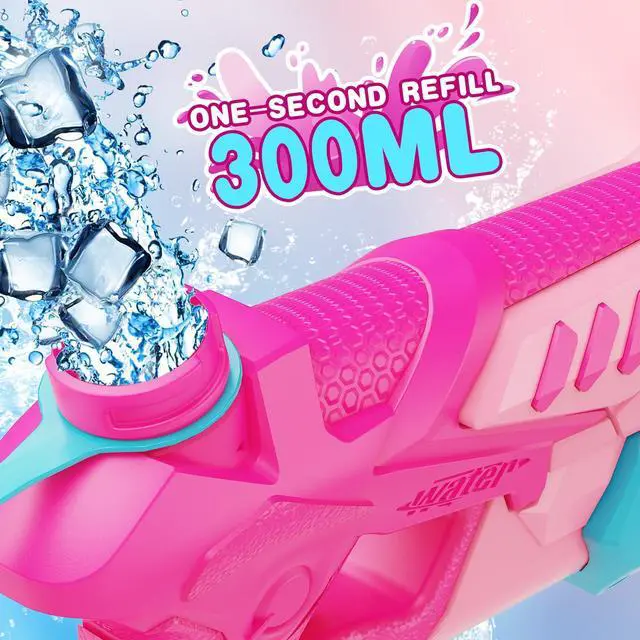 Alt view image 6 of 7 - 300cc Water Gun for Kids Squirt Gun Water Squirter Pool Toys 2 Pack | Water Blaster, Pink& Blue Powerful Long Range Watergun, Pool Beach Outdoor Summer Fight Toys, for Adults Boys Girls