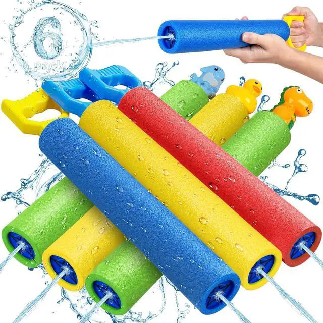 Main image of Water Gun, 6 Pack Super Water Soaker Blaster Squirt Guns | Water Guns for Kids, 40 ft Range, Pool Toys for Swimming Pool, Beach, Summer Party & Outdoor Water Games