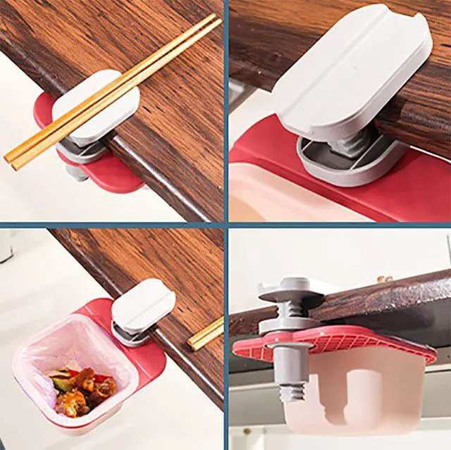 Alt view image 5 of 7 - Rotatable Clip-on Mini Garbage Can with 1 Trash Bag | Clipped Under Dinner Desk or Table Counter, Small Waste Basket, Tiny Trash Bin, Small Garbage Bin for Desktop
