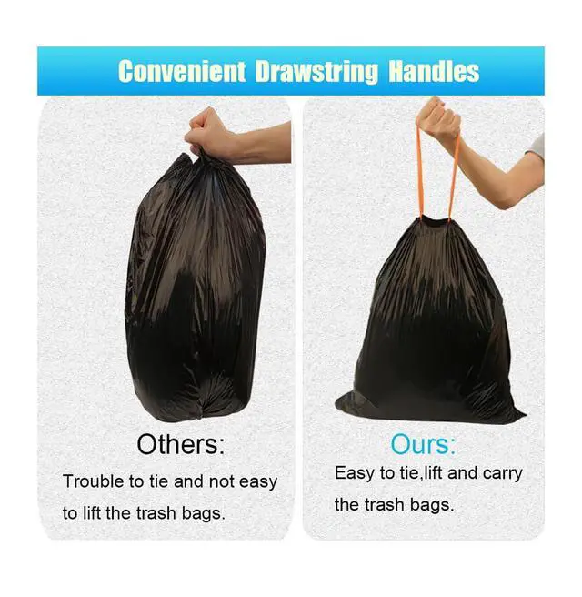 Alt view image 4 of 7 - 2 Gallon Trash Bag,100 Counts Strong Small Trash Bag Garbage Bags,Thick Drawstring Trash Can Liners for Bathroom Kitchen Bedroom Office Dorm (2, Gallons)