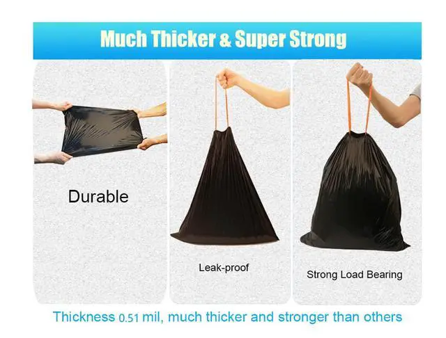 Alt view image 5 of 7 - 2 Gallon Trash Bag,100 Counts Strong Small Trash Bag Garbage Bags,Thick Drawstring Trash Can Liners for Bathroom Kitchen Bedroom Office Dorm (2, Gallons)