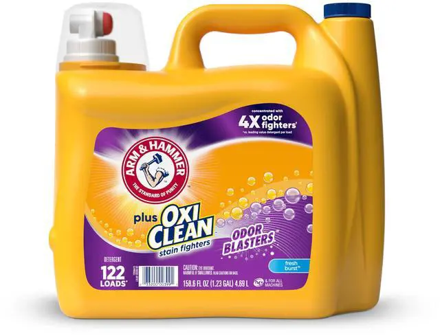 Main image of Plus OxiClean with Odor Blasters Liquid Laundry Detergent | Laundry Odor Remover, Attacks Stains, Fresh Burst Scent, 122 Loads, 158.6 Fl Oz