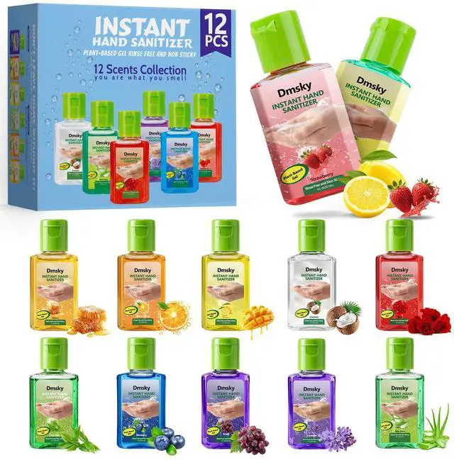Main image of 12Pcs Mini Hand Sanitizer,Travel Size Hand Soap,1Fl oz Hand Sanitizer bulk | No Rinse Formula,12 Scents Hand Sanitizer,Variety Pack For Families, Offices, Parties, and Travel Size Freshness