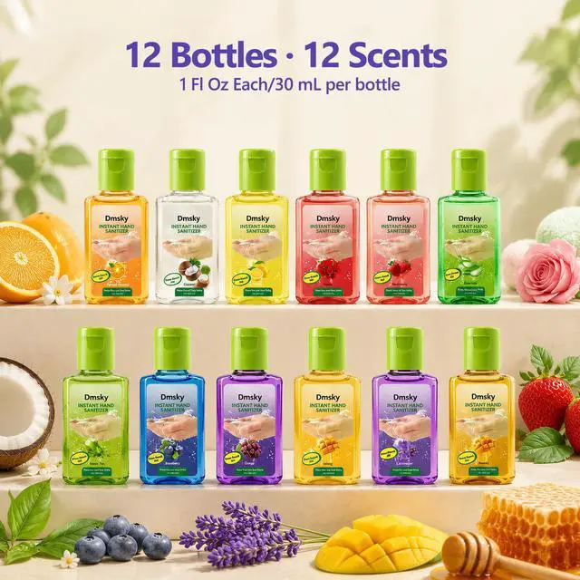 Alt view image 2 of 7 - 12Pcs Mini Hand Sanitizer,Travel Size Hand Soap,1Fl oz Hand Sanitizer bulk | No Rinse Formula,12 Scents Hand Sanitizer,Variety Pack For Families, Offices, Parties, and Travel Size Freshness