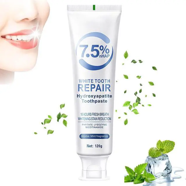 Alt view image 4 of 7 - 7.5% Nano Hydroxyapatite Toothpaste, 2 PCS Hidroxiapatita Toothpaste | 4.23 OZ, Enamel Protection and Tooth Strengthening, Gentle Mint, Fresh Breath, Daily Use for Oral Health