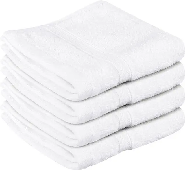 Main image of 100% Cotton- Wash Cloth Set -Pack of 4,Quick Dry,Luxurious,Absorbent,Soft Feel Spa & Hotel Perfect for Daily Use (12X12 White)