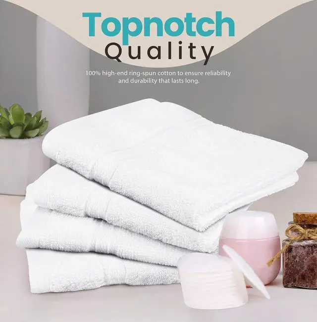 Alt view image 3 of 7 - 100% Cotton- Wash Cloth Set -Pack of 4,Quick Dry,Luxurious,Absorbent,Soft Feel Spa & Hotel Perfect for Daily Use (12X12 White)