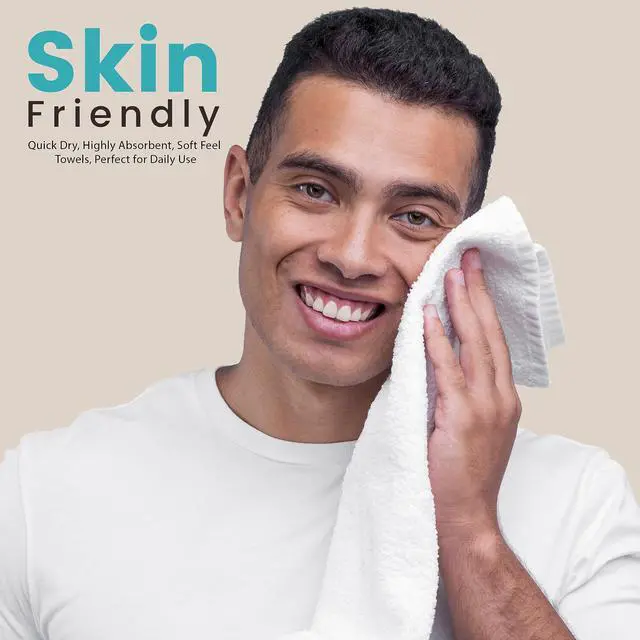 Alt view image 6 of 7 - 100% Cotton- Wash Cloth Set -Pack of 4,Quick Dry,Luxurious,Absorbent,Soft Feel Spa & Hotel Perfect for Daily Use (12X12 White)