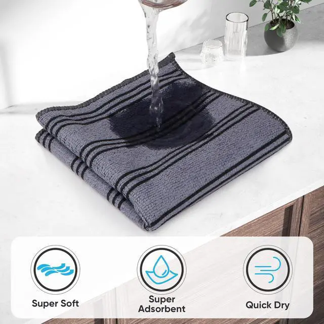 Alt view image 3 of 7 - Microfiber Cleaning Cloth, Kitchen Towels 12 Pack, Lint Free, Scratch-Free, Highly Absorbent, Reusable Dish Towels for Kitchen and Household