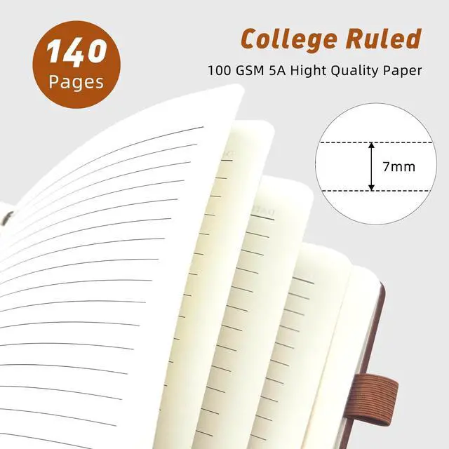 Alt view image 2 of 7 - Lined Spiral Journal Notebook for Women & Men, College Ruled Hardcover Notebook for Work & Note Taking, Journals for Writing, 100 GSM, Business, School, 140 Pages, A5(5.8"x8.5") - Brown