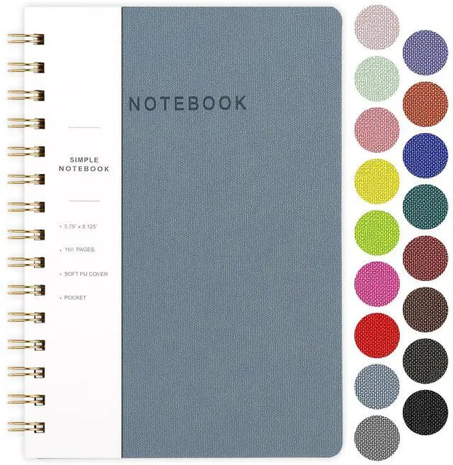 Main image of Spiral Notebook-5.75" x 8.125" College Ruled Journal with Inner Pockets and 160 Pages,PU Leather Cover Business Journal, Twin-Wire Binding Notebook Perfect for Office & Home School Supplies Reef Blue