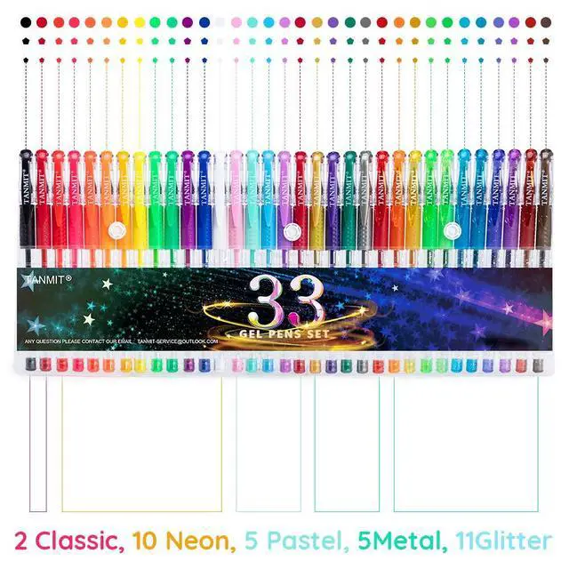 Alt view image 2 of 7 - Gel Pens, 33 Color Gel Ink Pen Fine Point Colored Pen Set with 40% More Ink | Coloring Art Supplier for Adult Coloring Books, Drawing, Doodling, Scrapbooks Journaling