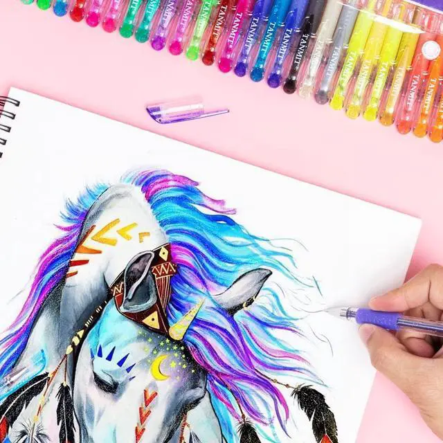 Alt view image 4 of 7 - Gel Pens, 33 Color Gel Ink Pen Fine Point Colored Pen Set with 40% More Ink | Coloring Art Supplier for Adult Coloring Books, Drawing, Doodling, Scrapbooks Journaling
