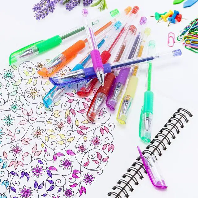 Alt view image 5 of 7 - Gel Pens, 33 Color Gel Ink Pen Fine Point Colored Pen Set with 40% More Ink | Coloring Art Supplier for Adult Coloring Books, Drawing, Doodling, Scrapbooks Journaling