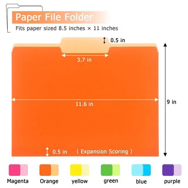 Alt view image 3 of 7 - Colored File Folders, Manilla Folders 8.5x11, 6 PCS | Colored File Folders Home Office School Supplies for Documents Files Paper