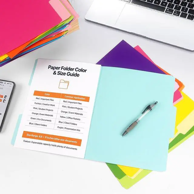 Alt view image 7 of 7 - Colored File Folders, Manilla Folders 8.5x11, 6 PCS | Colored File Folders Home Office School Supplies for Documents Files Paper