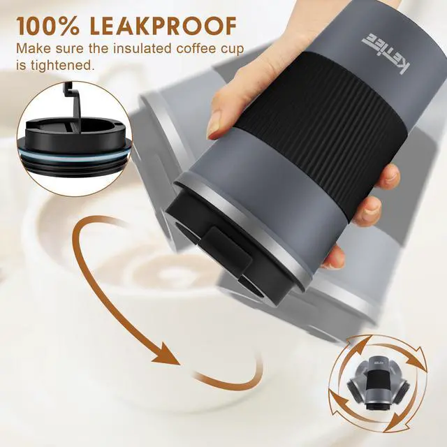 Alt view image 4 of 7 - Travel Coffee Mug Spill Proof 12oz, Insulated Reusable Coffee Cups with Seal Lid, Vacuum Stainless Steel Travel Mug to Go Car Tumbler for Hot/Iced Drinks (Grey)